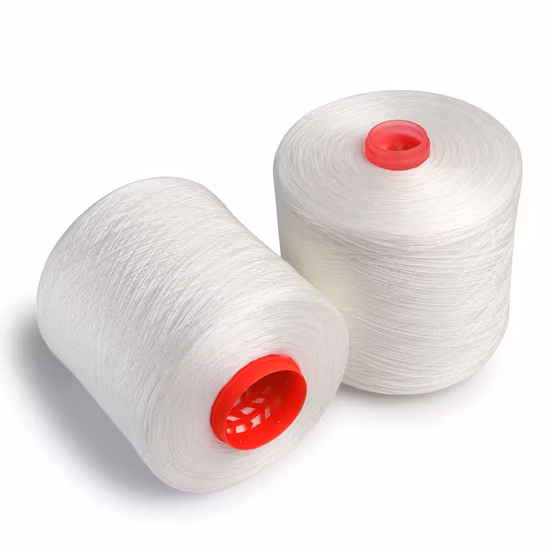 Hersteller liefert 100 % gesponnenes Polyester-Nähgarn 20/2 20/3 40/2 42/2 50/2 50/3 Tfo Twist Raw White Hilo De Coser 40s2 gesponnenes Polyestergarn